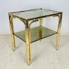 Vintage coffee table Italy 1970s Smoked Glass & Brass Table